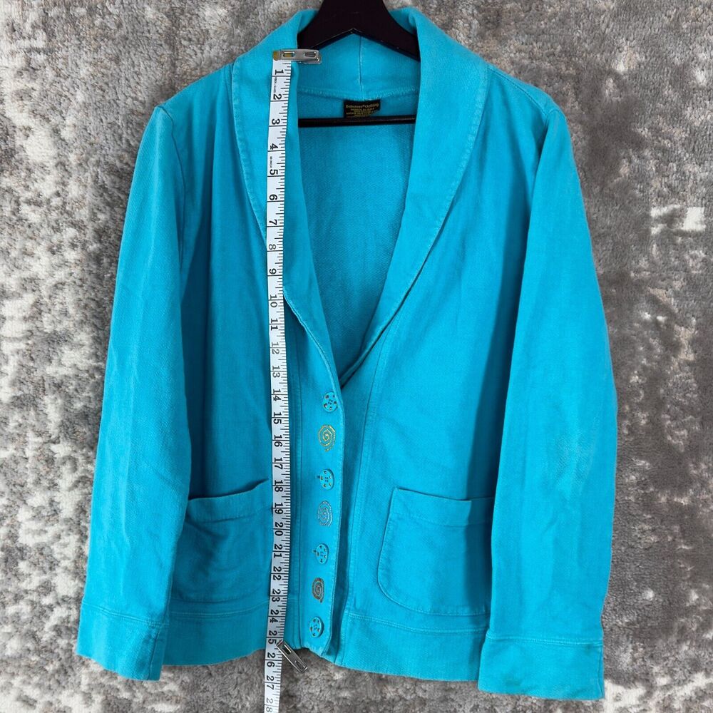 Babytoes Clothing Womens Size 8 100% Cotton Made In USA Blazer Jacket Blue - Picture 4 of 9